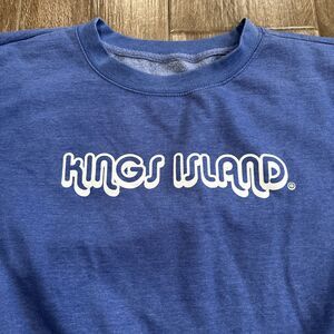 Kings Island Amusement Park Women’s Size XL Cropped Blue Sweatshirt Logo